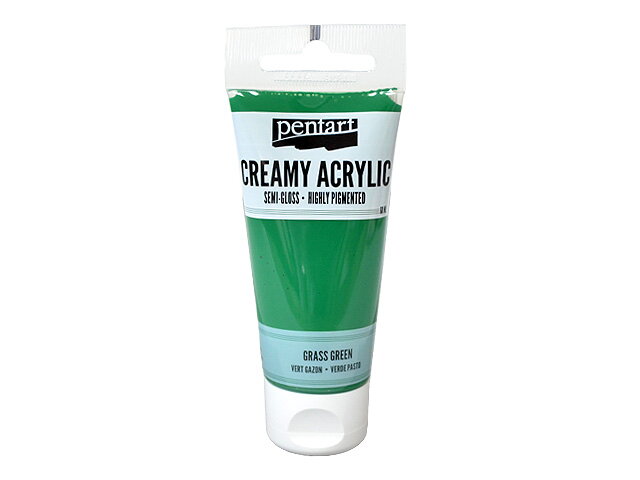 Krémová akrylová barva 60ml pololesklá - travová zelená