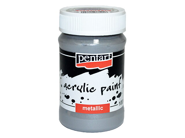 Metalická akrylová barva PENTART 100ml - stříbrná