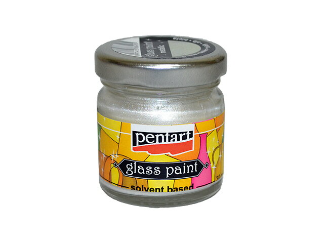 Metalická nevypalovací barva na sklo PENTART 30ml - bílá