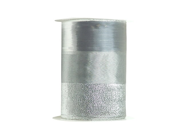 Metalická stuha 3 pruhy 12cm - stříbrná