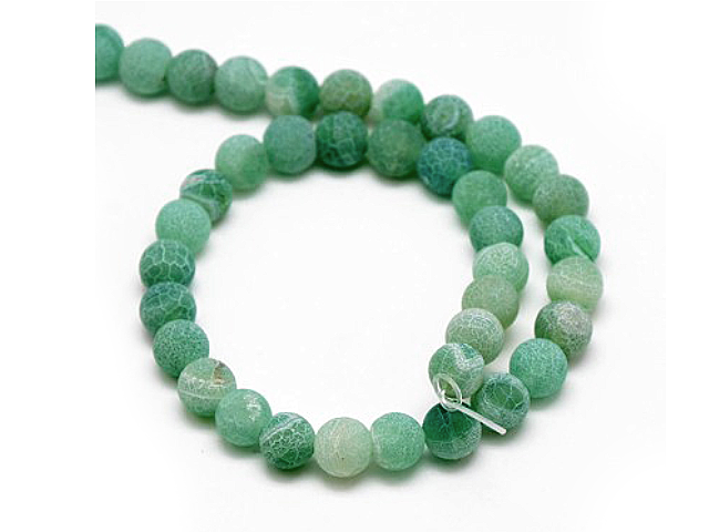 Minerální korálky 6mm - zvětralý achát - chalcedon 20ks - akvamarinové