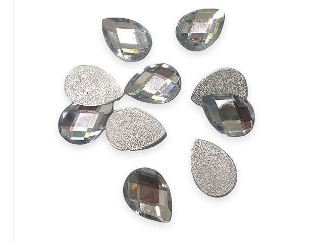 Nažehlovací šatony - kamínky hotfix 10ks 25x18mm - slzičky stříbrné