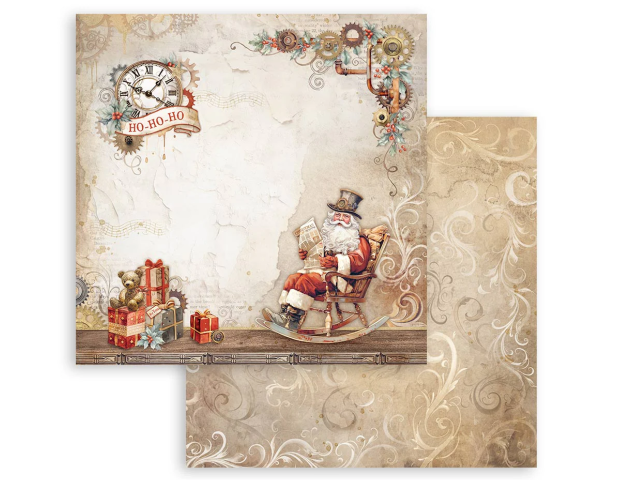 Oboustranný scrapbookový papír 30x30cm - Santa Claus a dárky