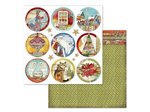 Oboustranný vánoční scrapbook papír 30,5cm - vánoční kruhy