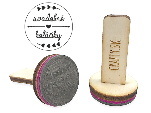 Razítko s dřevěnou rukojetí 30mm - Svatební koláčky