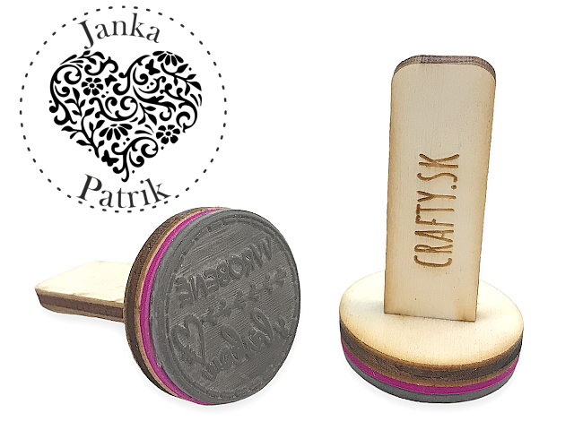 Personalizované svatební razítko s dřevěnou rukojetí 30mm - motiv 12