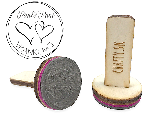 Personalizované svatební razítko s dřevěnou rukojetí 30mm - motiv 6