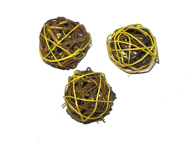 Ratanová kulička 4,5cm - dvoubarevná - žlutá