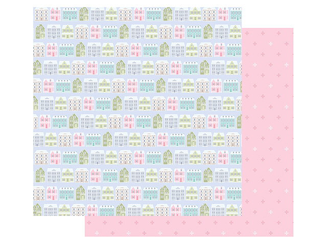 Scrapbookový papír 30x30cm - pastelové domečky