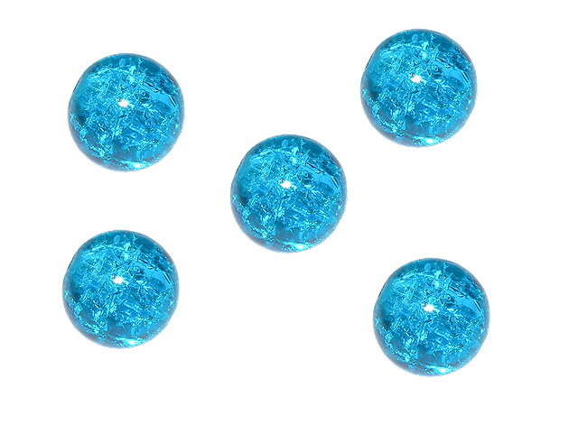 Skleněný korálek praskačka 10mm 5ks - tyrkysový