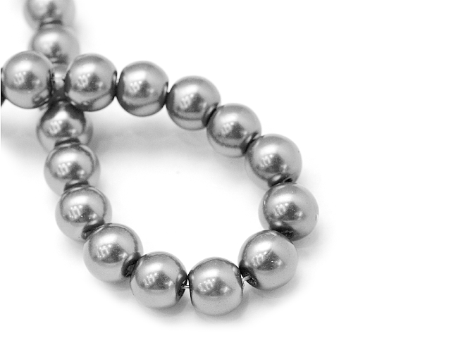 Skleněné korálky perleťové 6mm cca 70ks - tmavě šedé
