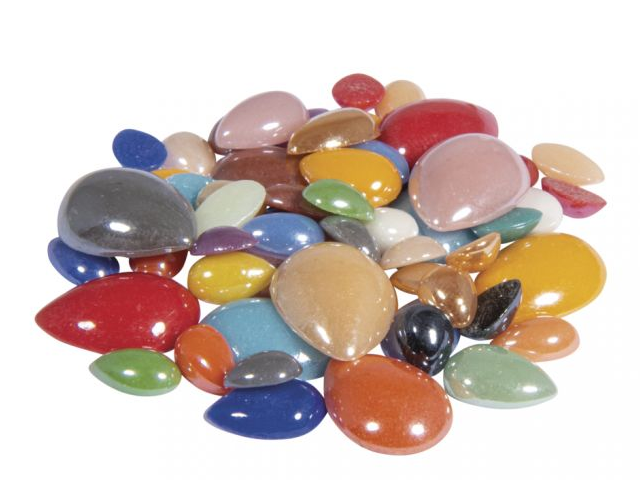 Skleněné mozaikové kamínky kapky 180g - mix velikostí
