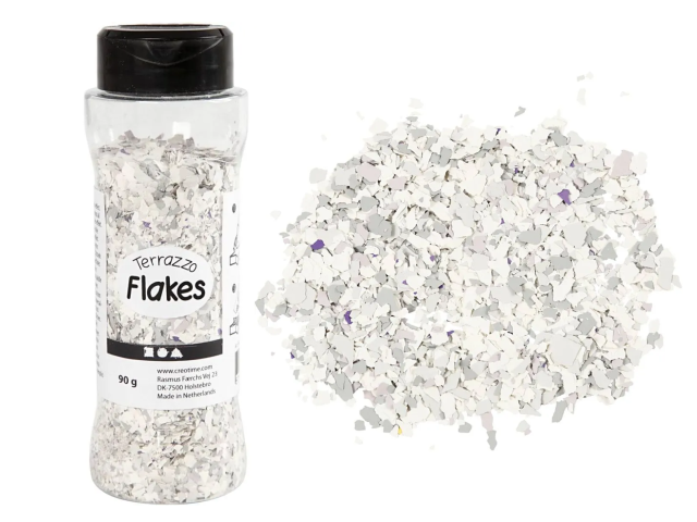 Vločky na odlévání 90g Terrazzo efekt - světle šedé