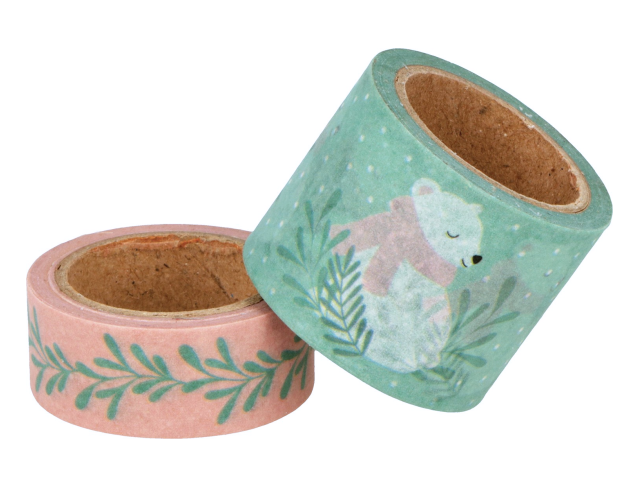 Vzorované lepící washi pásky ARTEMIO 2ks - Let it snow - medvědi