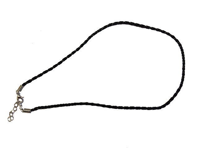 Zapletaný koženkový náhrdelník s uzavíráním 45cm - černý