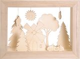 Dřevěný rám - stojan na dřevěné výřezy - vitrína ARTEMIO 29x39cm