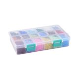 Sada skleněných korálků rokajlů v krabičce 3mm - 18 barev