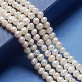 Skleněné korálky perleťové 6mm cca 70ks - krémové