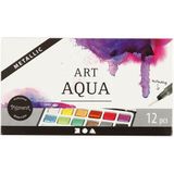 Akvarelové barvy ART AQUA 12ks - metalické