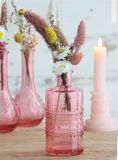 Skleněná váza, láhev Amsterdam BOHO 16cm - růžová