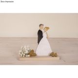 Dřevěný set ženich a nevěsta na podstavci 15,5cm