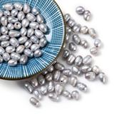 Korálky přírodní sladkovodní perly - oválné nugetky 7-10mm 10ks - šedé