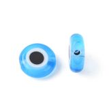 Skleněné lampwork korálky Evil Eye ploché 8mm 10ks - světle modré