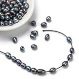 Korálky přírodní sladkovodní perly - oválné nugetky 7-10mm 10ks - černé