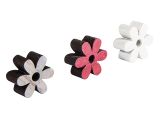 Barvené dřevěné výřezy - květiny - 12ks - bílé, šedé, růžové