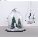 Dekorační zasněžené vánoční stromky 8ks zelené