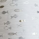 Kreativní papír bílý A4 s potiskem - metalické rybičky - šedé