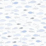 Kreativní papír bílý A4 s potiskem - metalické rybičky - modré