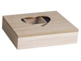 Dřevěná krabice na čajové sáčky 6 přihrádková se srdcem