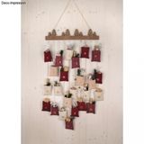 Závěsný adventní kalendář 95cm dřevěné stromky a sáčky - bordó