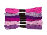 Bavlněné barevné nitě - bavlnky - 6x8m - fialový mix