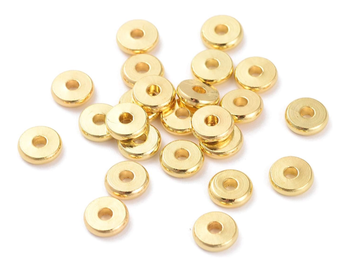 Bižuterní korálky mezikusy - plochý disk 6mm - 10ks - zlaté
