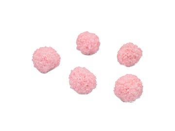 Chlupaté plyšové POM POM kuličky 2,5cm 5ks - pastelové růžové