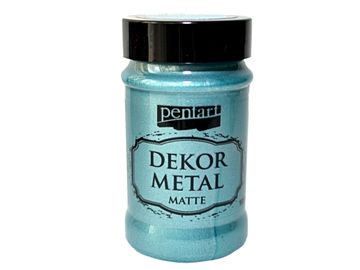Dekor Metal PENTART - metalická akrylová barva matná 100ml - tyrkysová