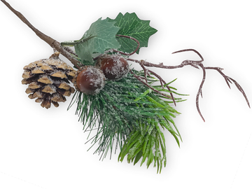 Dekorační vánoční větvička 30cm - natur kombinace