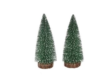 Dekorační vánoční stromky 2ks zelené, zasněžené - 13cm