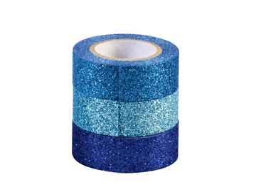 Dekorační Washi lepící pásky 3x3m - třpytivé modré