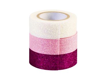 Dekorační Washi lepící pásky 3x3m - třpytivé růžové