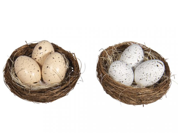 Dekorativní mini hnízda s vajíčky 2ks