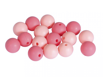 Dětské silikonové korálky 12mm 16ks - růžové kuličky