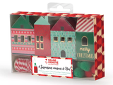 Designové papírové krabičky na zavěšení 4ks - vánoční domečky
