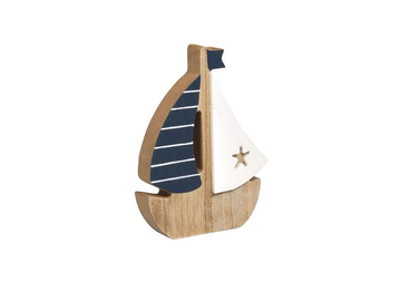 Dřevěná dekorace 12cm - malovaná loďka