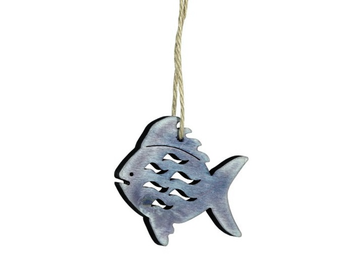 Dřevěná dekorace 8cm - modrá rybka