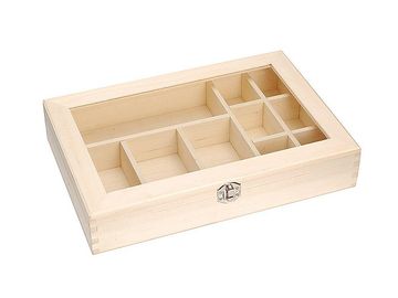 Dřevěná krabice, šperkovnice - 10-přihrádková