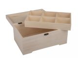 Dřevěná krabička, truhlička s vyjímatelnými přihrádkami 28x18x13,5cm