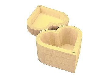 Dřevěná mini krabička - srdce - 9cm